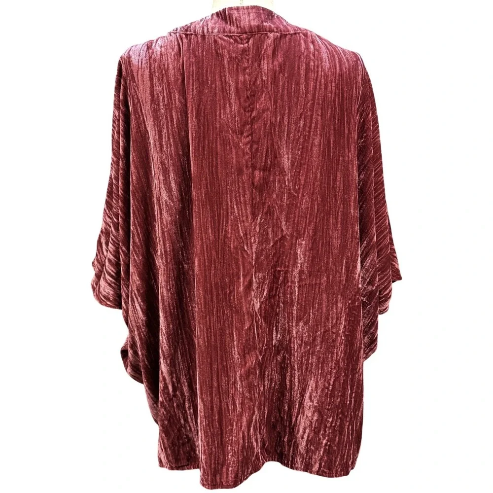A New Day OS Mauve Pink Crushed Velvet Kimono Open Front Cardigan Fairy Bohemian